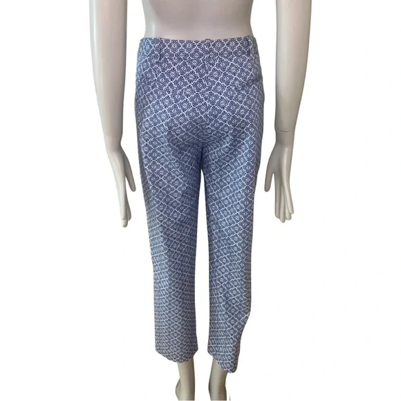 PURE COLLECTION Geo Print Cotton Capri Pants Blue and White - Picture 9 of 16